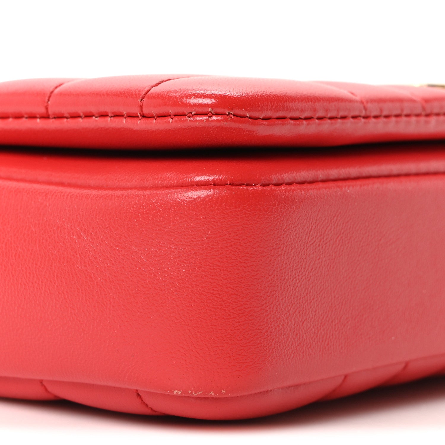 Burberry Lambskin Quilted Mini Lola Bag Bright Red 9 of 10