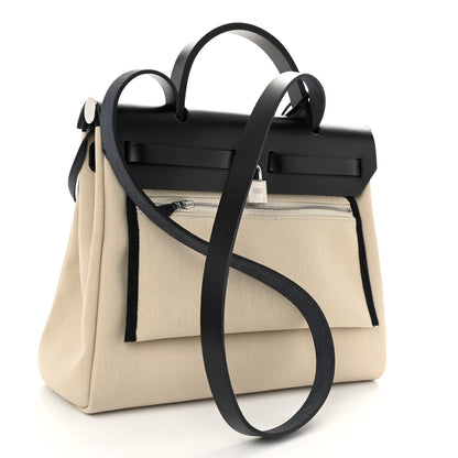 Hermes Military Toile Vache Hunter Herbag Zip Retourne 31 PM Beton Black 3 of 11