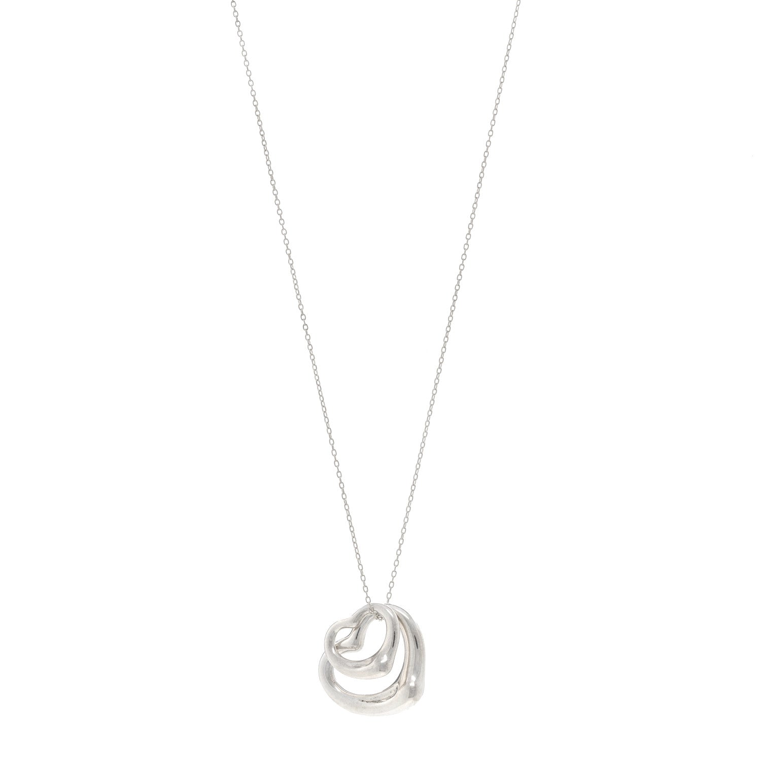 Tiffany Sterling Silver Elsa Peretti Double Open Heart Pendant Necklace 1 of 4