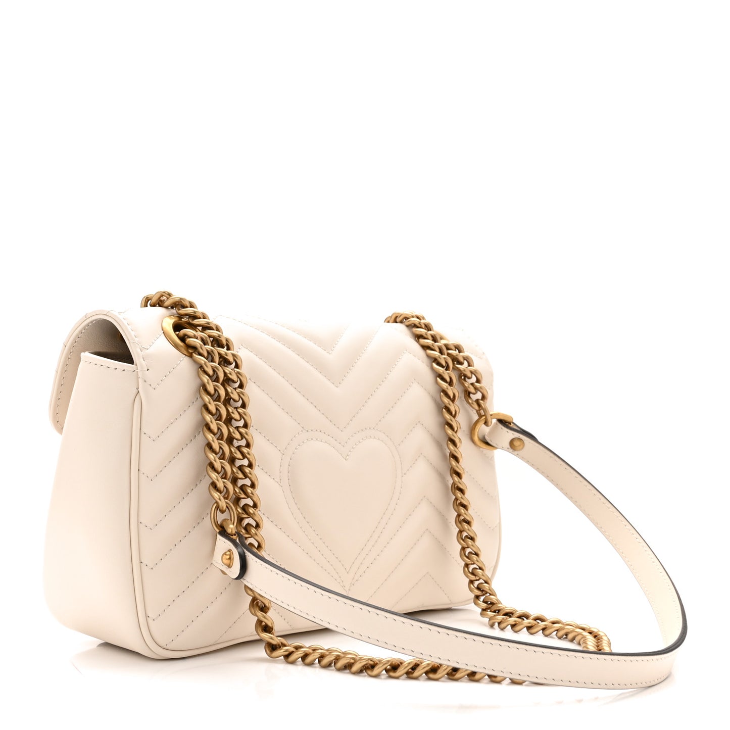Calfskin Matelasse Small GG Marmont Shoulder Bag White