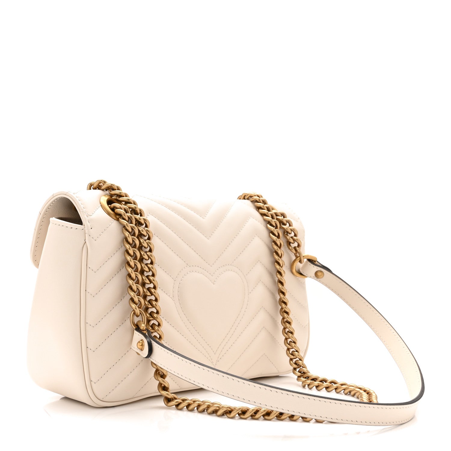 Gucci Calfskin Matelasse Small GG Marmont Shoulder Bag White 3 of 10