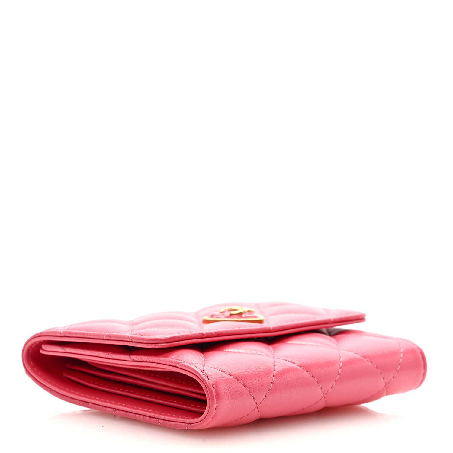 Chanel Lambskin Plexiglass Quilted Coco Love Compact Flap Wallet Pink 4 of 7