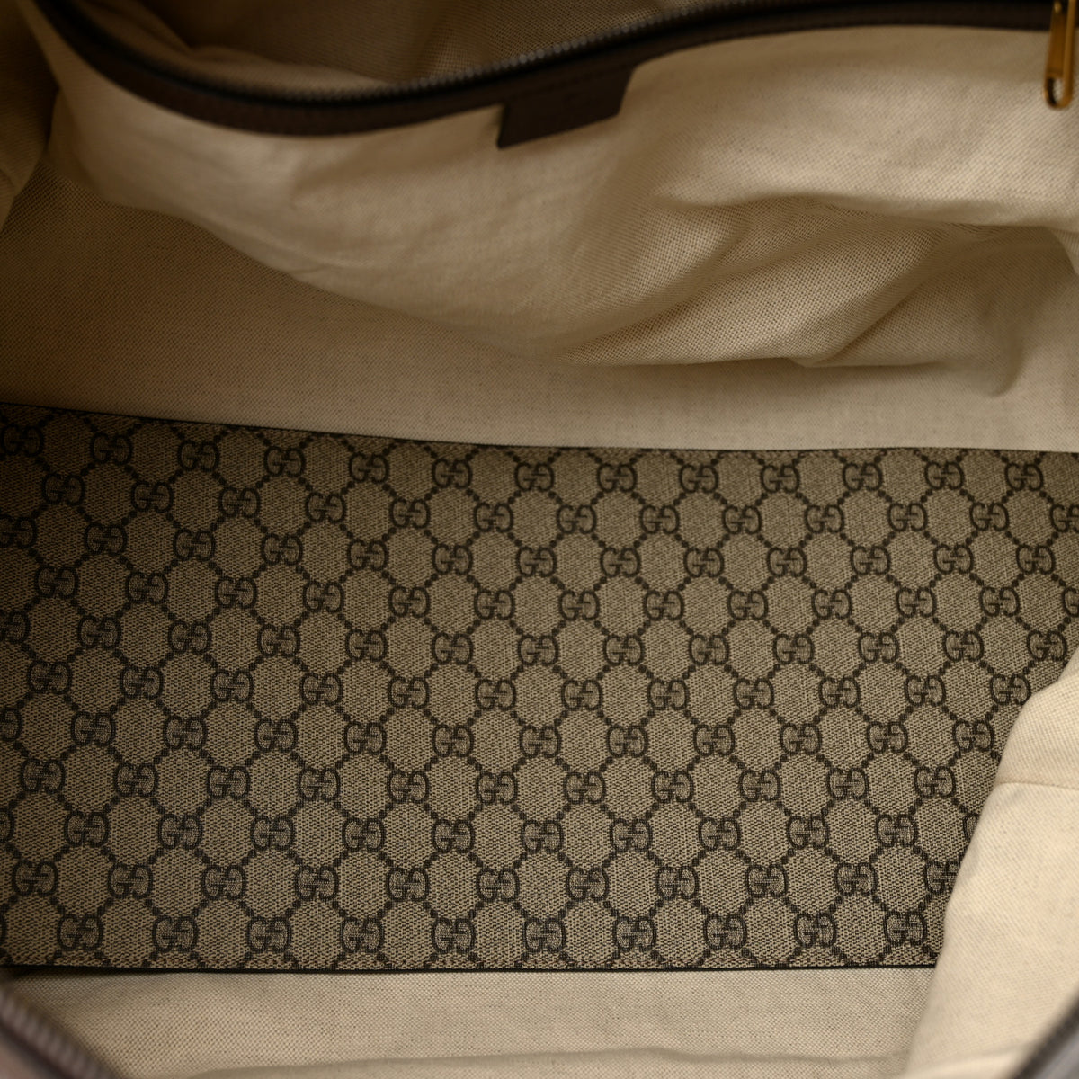 Gucci GG Supreme Monogram Textured Dollar Calfskin Web Large Savoy Duffle Bag Beige Ebony New Acero 5 of 12