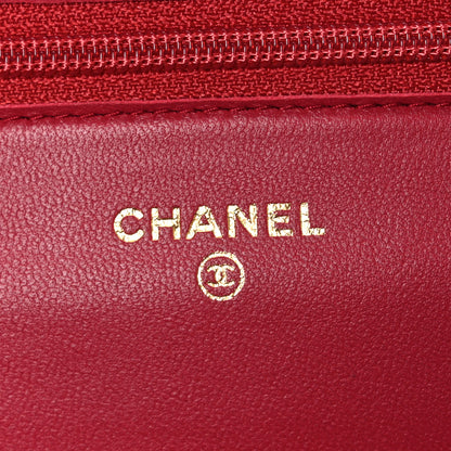 Chanel Lambskin Quilted Wallet On Chain WOC Dark Pink 6 of 12