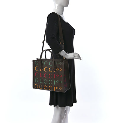 Gucci Textured Dollar Calfskin Gucci 100 Small Tote Bag New Acero Multicolor 2 of 8