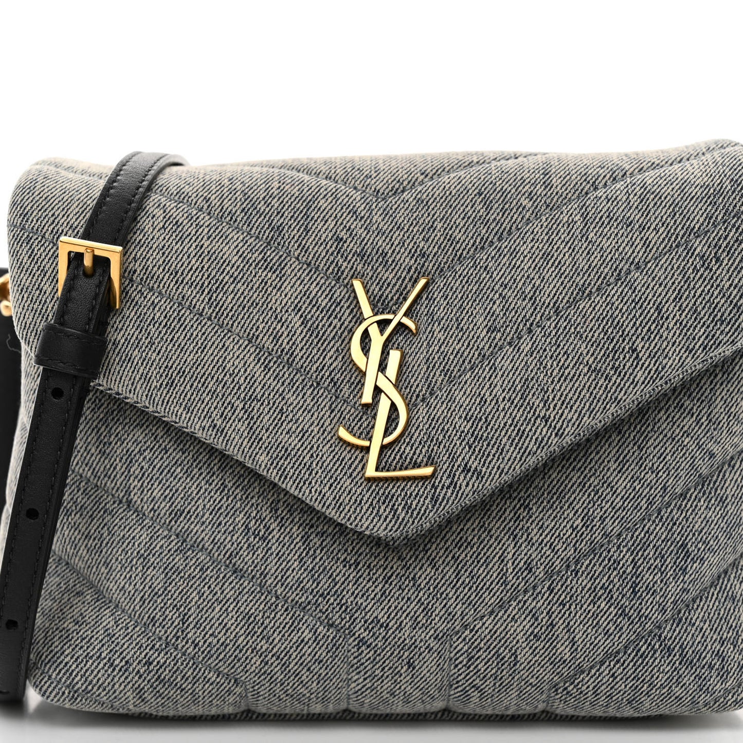 Denim Y Quilted Monogram Toy Loulou Crossbody Bag Grey