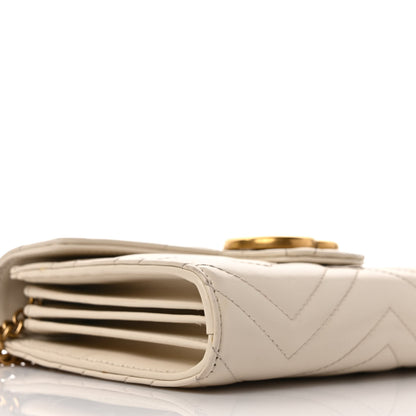 Gucci Calfskin Matelasse GG Marmont Chain Wallet Mystic White 7 of 9