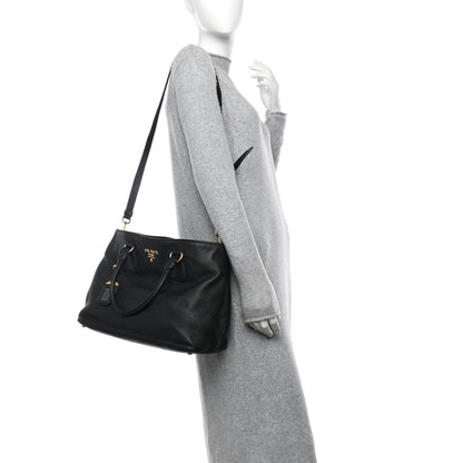 Prada Vitello Daino Tote Black 2 of 12