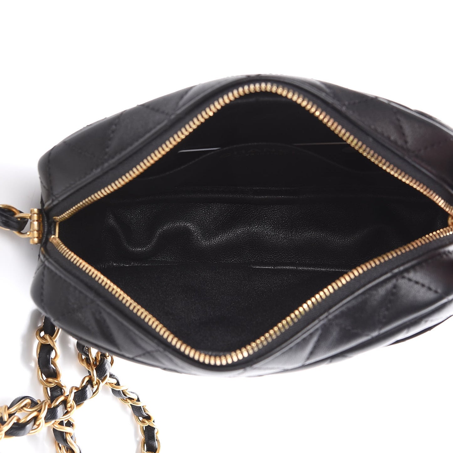 Lambskin Quilted Small Timeless Camera Case Black