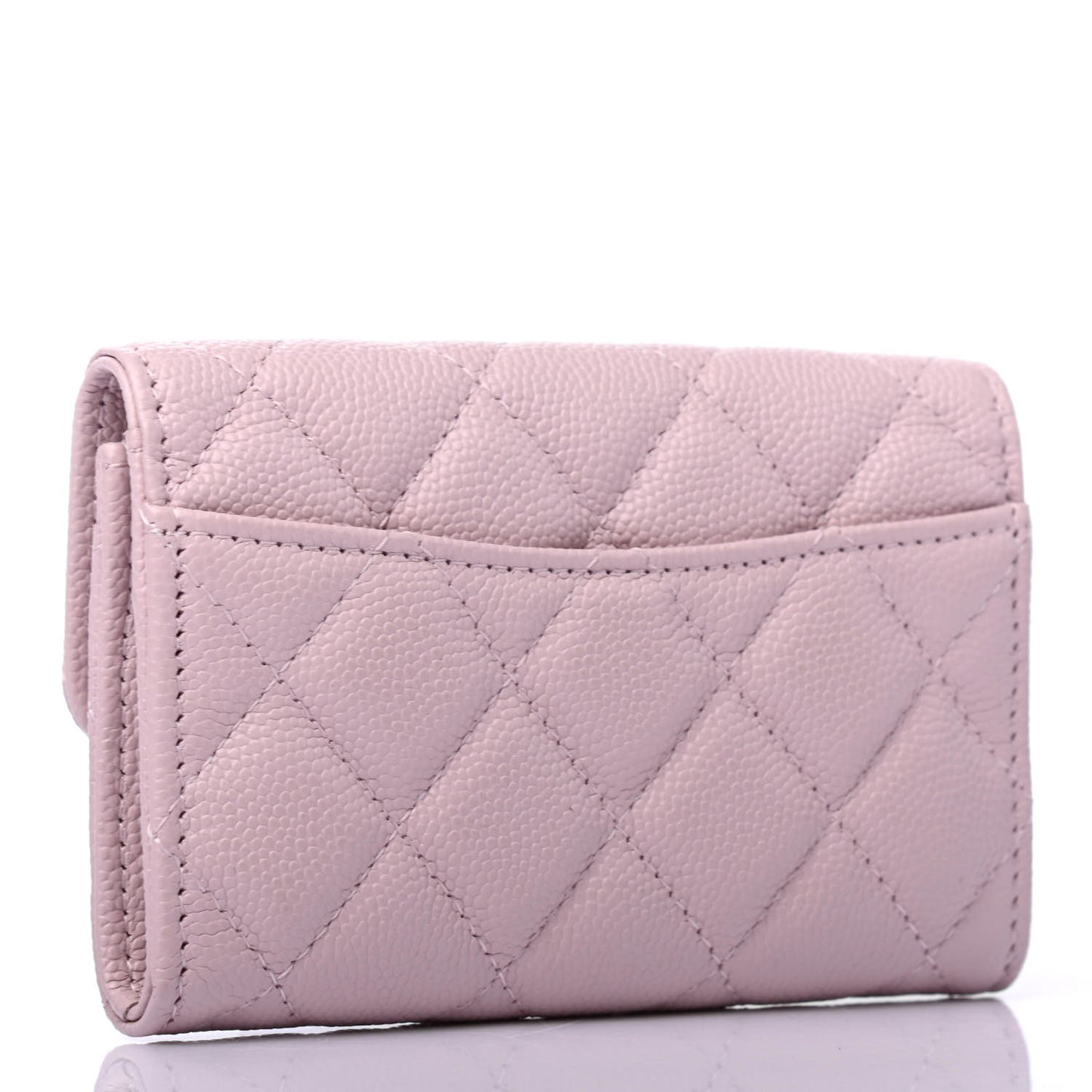 Caviar Quilted Flap Card Holder Wallet Light Pink