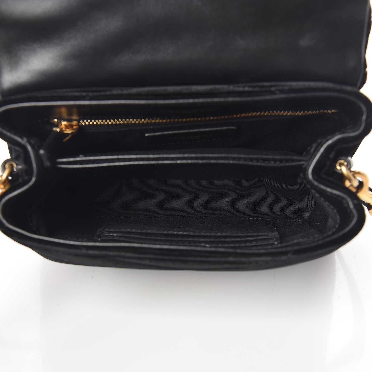Saint Laurent Velvet Y Quilted Monogram Toy Loulou Crossbody Bag French Black 6 of 14