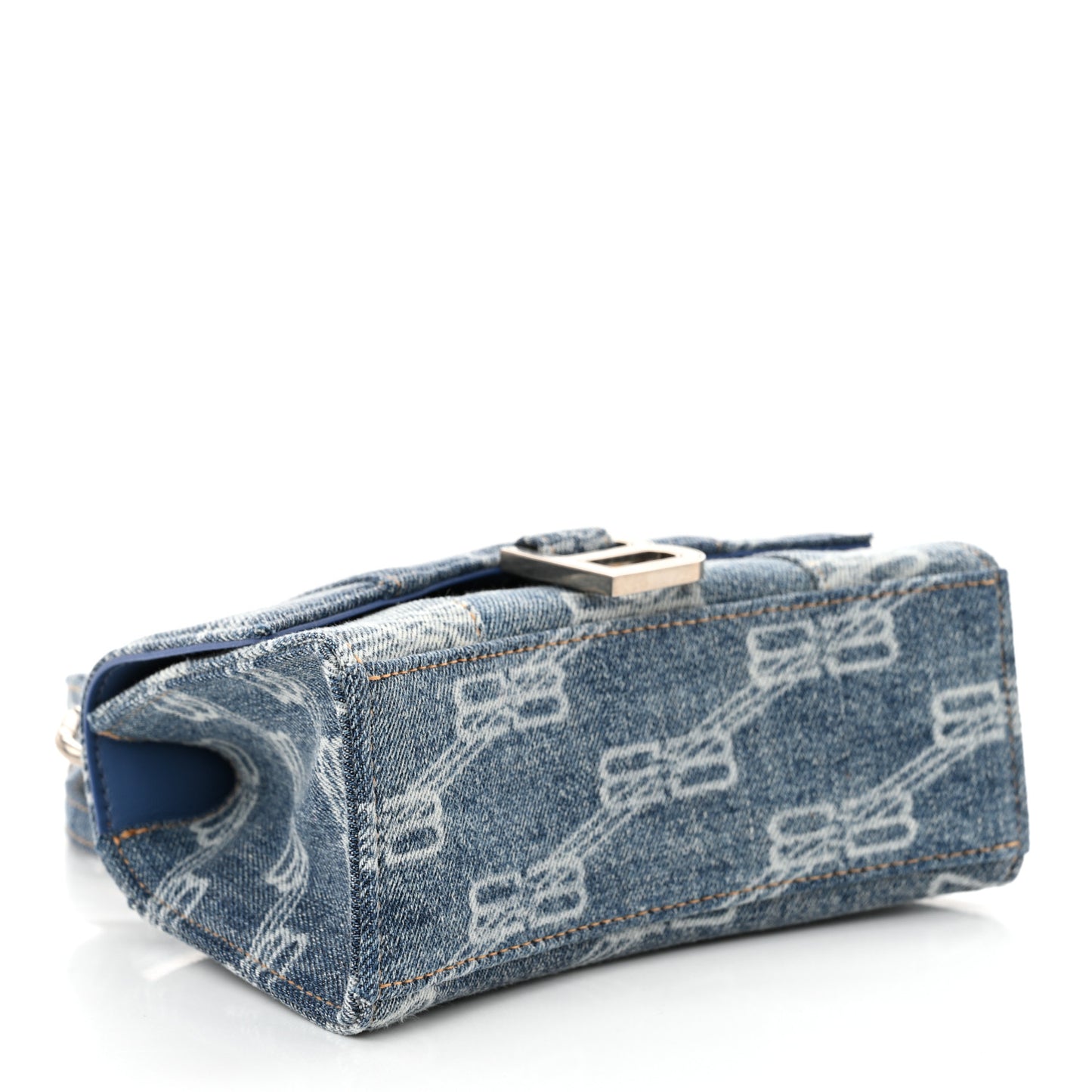 Denim BB Monogram Small Hourglass Top Handle Bag Blue