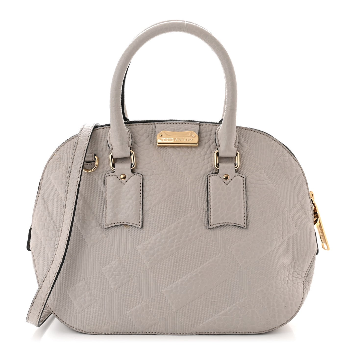 Heritage Grain Check Embossed Small Orchard Bowling Bag Pale Grey