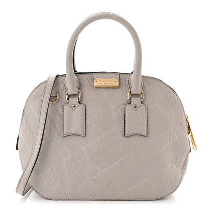 Burberry Heritage Grain Check Embossed Small Orchard Bowling Bag Pale Grey 1 of 12