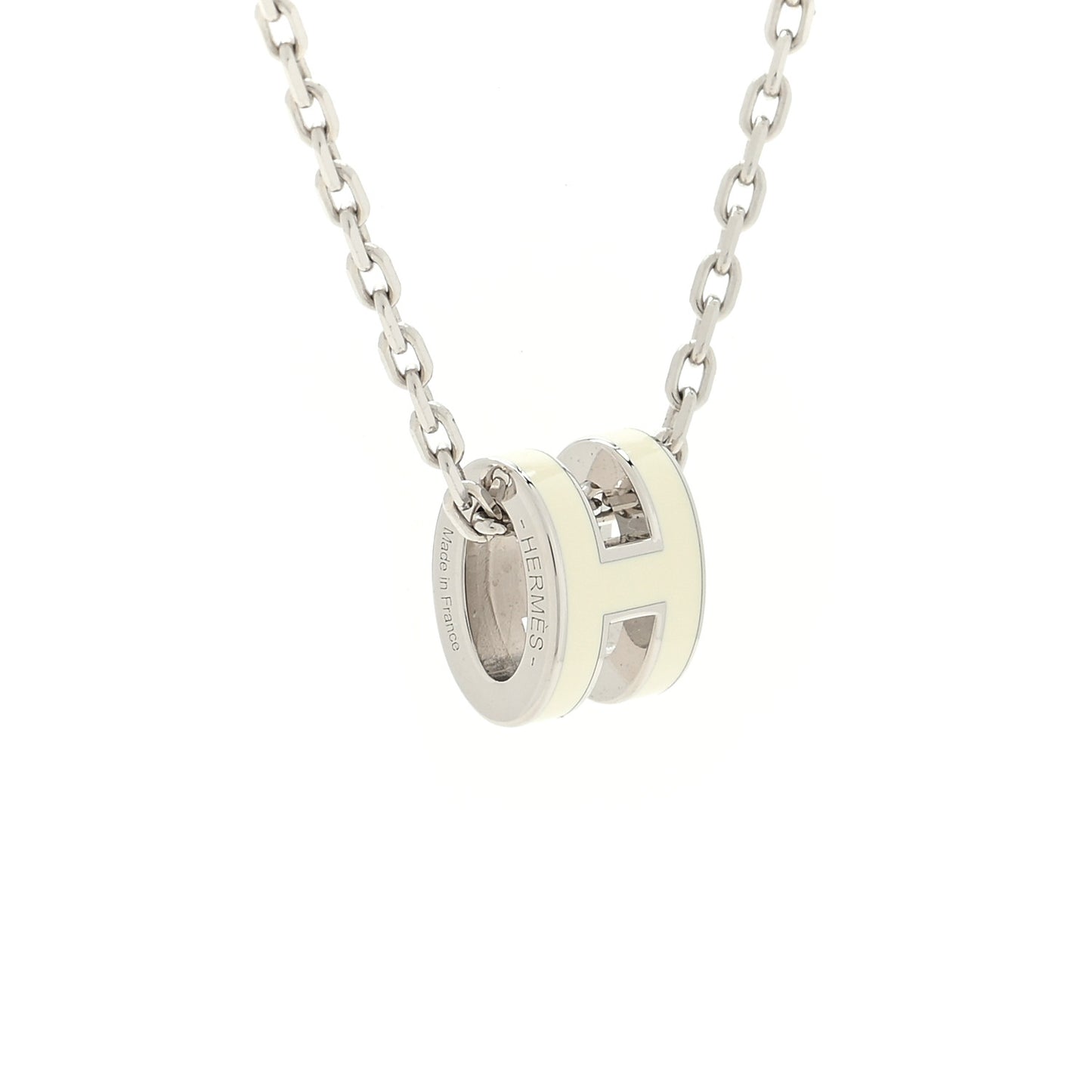 Lacquered Palladium Mini Pop H Pendant Necklace White