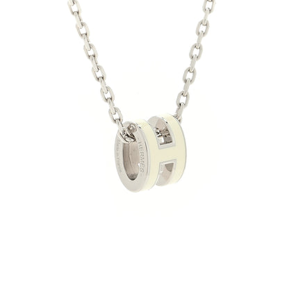 Hermes Lacquered Palladium Mini Pop H Pendant Necklace White 4 of 5