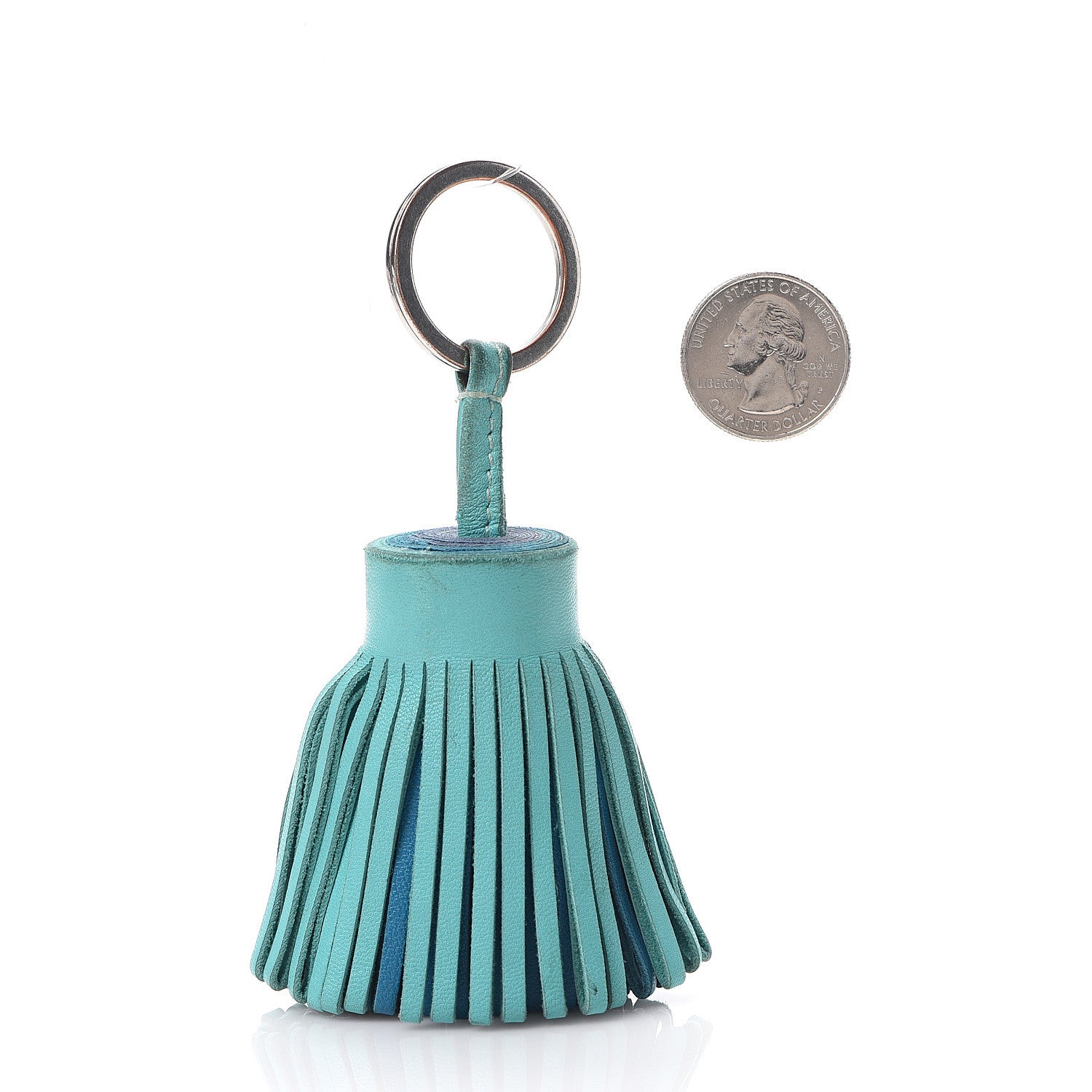 Hermes Lambskin Tri-Color Carmen Tassel Key Holder Bleu Lagoon Bleu Izmir Bleu De Malte 2 of 4