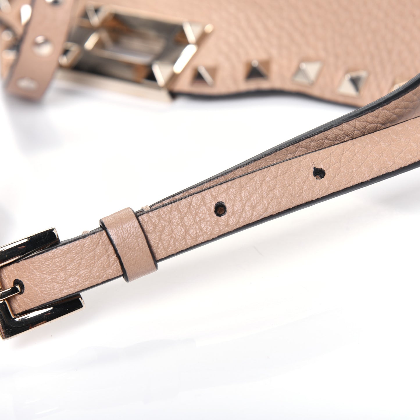 Pebbled Calfskin Medium Rockstud Flip Lock Crossbody Bag Camel Rose