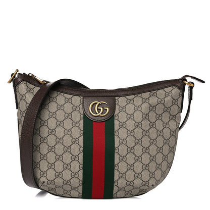 Gucci GG Supreme Monogram Web Small Ophidia Half Moon Hobo Brown 2 of 11