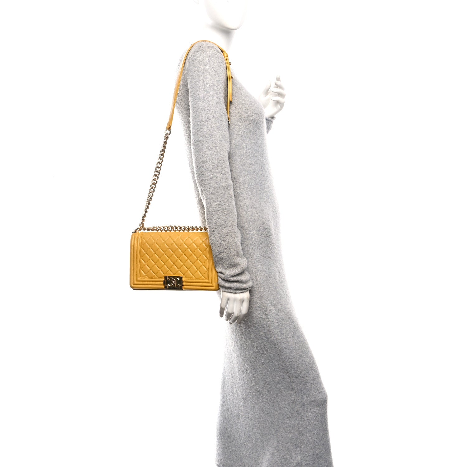 Chanel Lambskin Quilted Medium Boy Flap Yellow 2 of 10