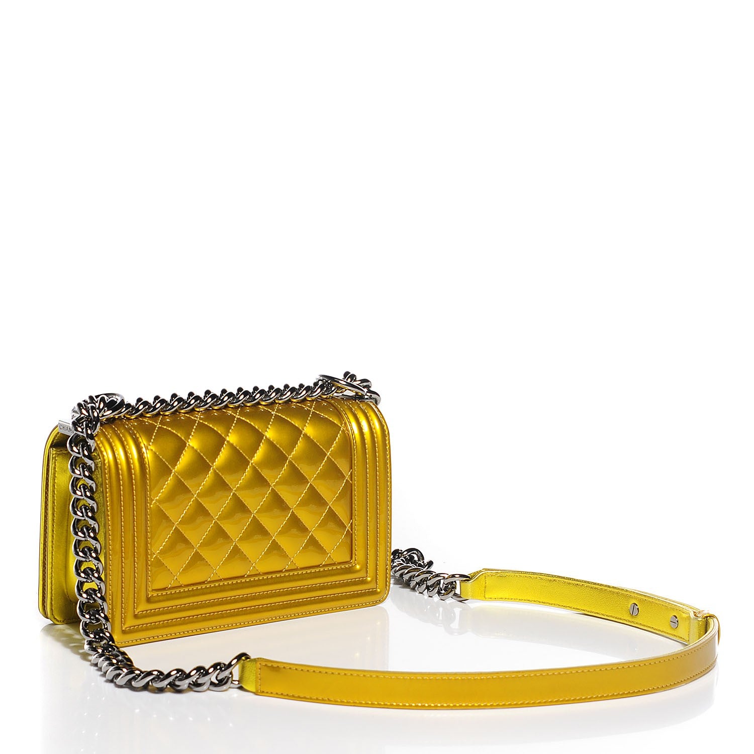 Chanel Metallic Patent Calfskin Quilted Small Boy Flap Gold 3 of 8