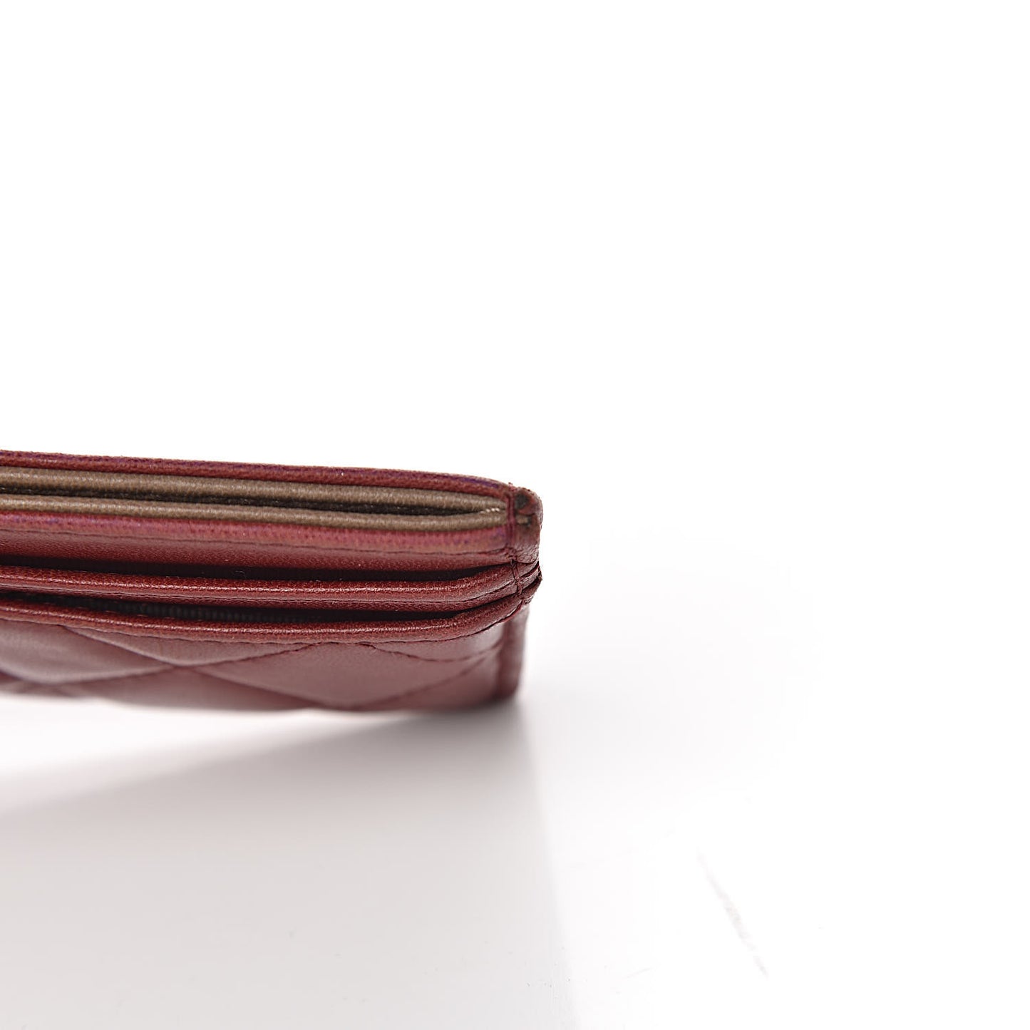 Lambskin Quilted Card Holder Burgundy