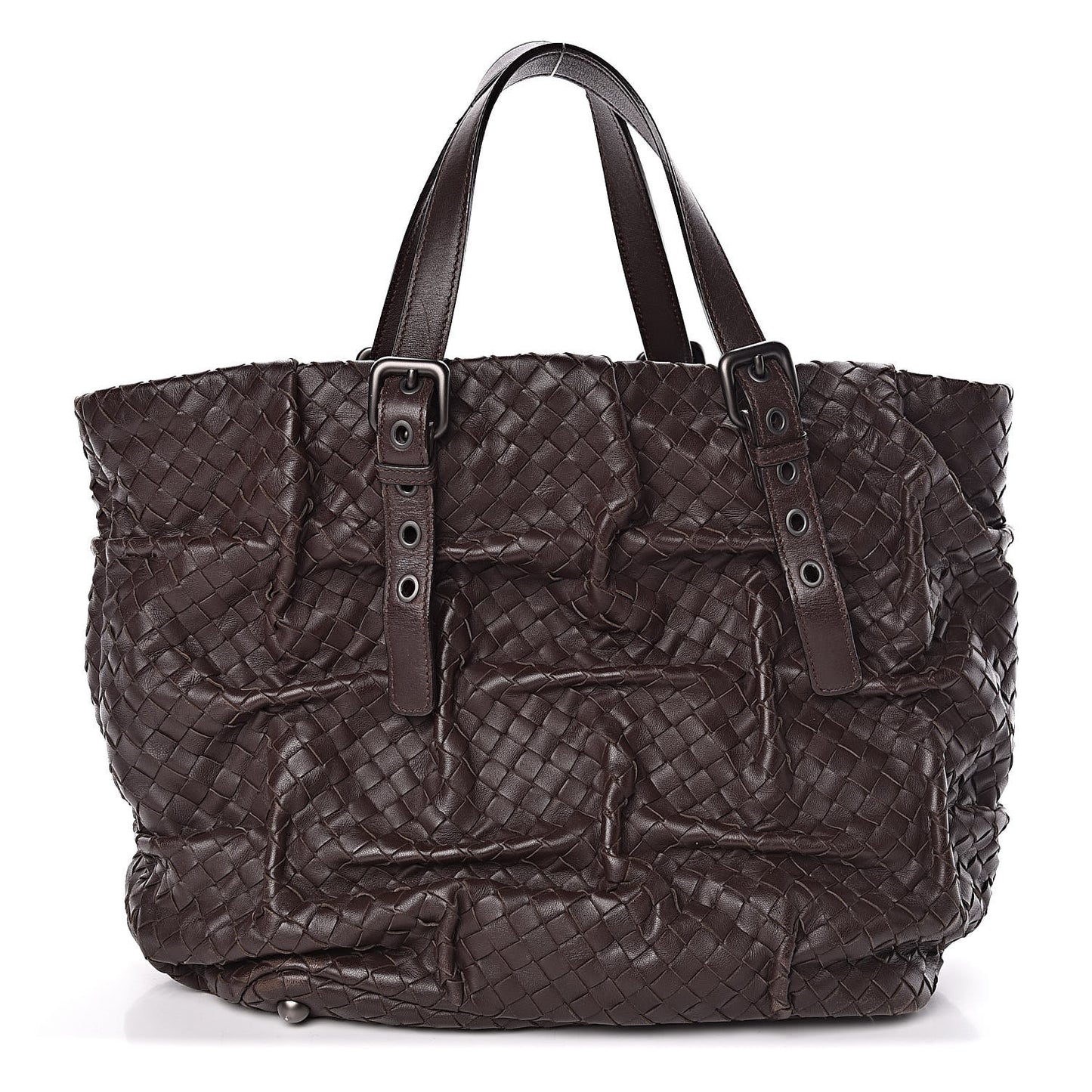 Nappa Intrecciato Pleated Tote Ebano