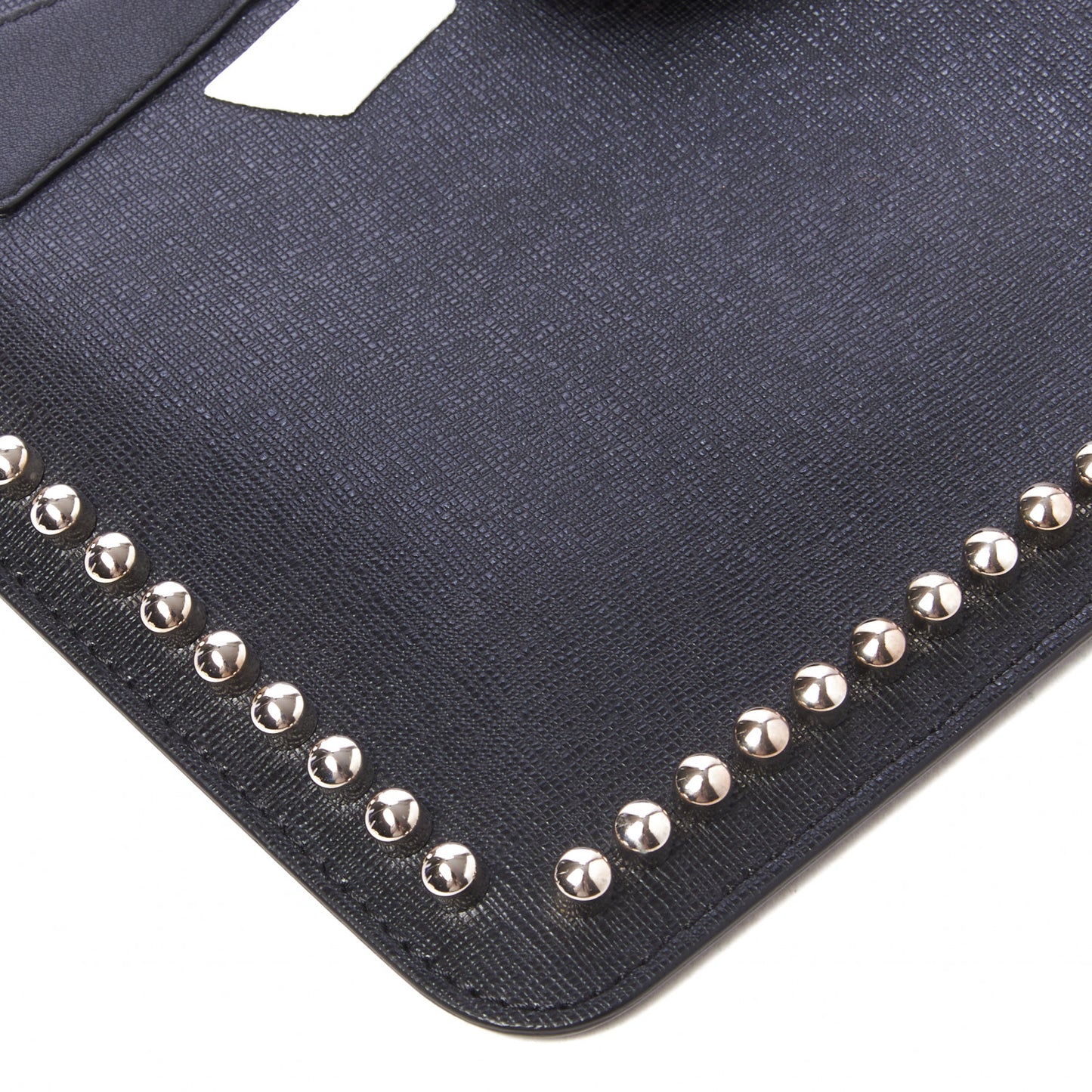 Vitello Elite Flamingo Mink Karlito Studded Pouch Black White Plaster