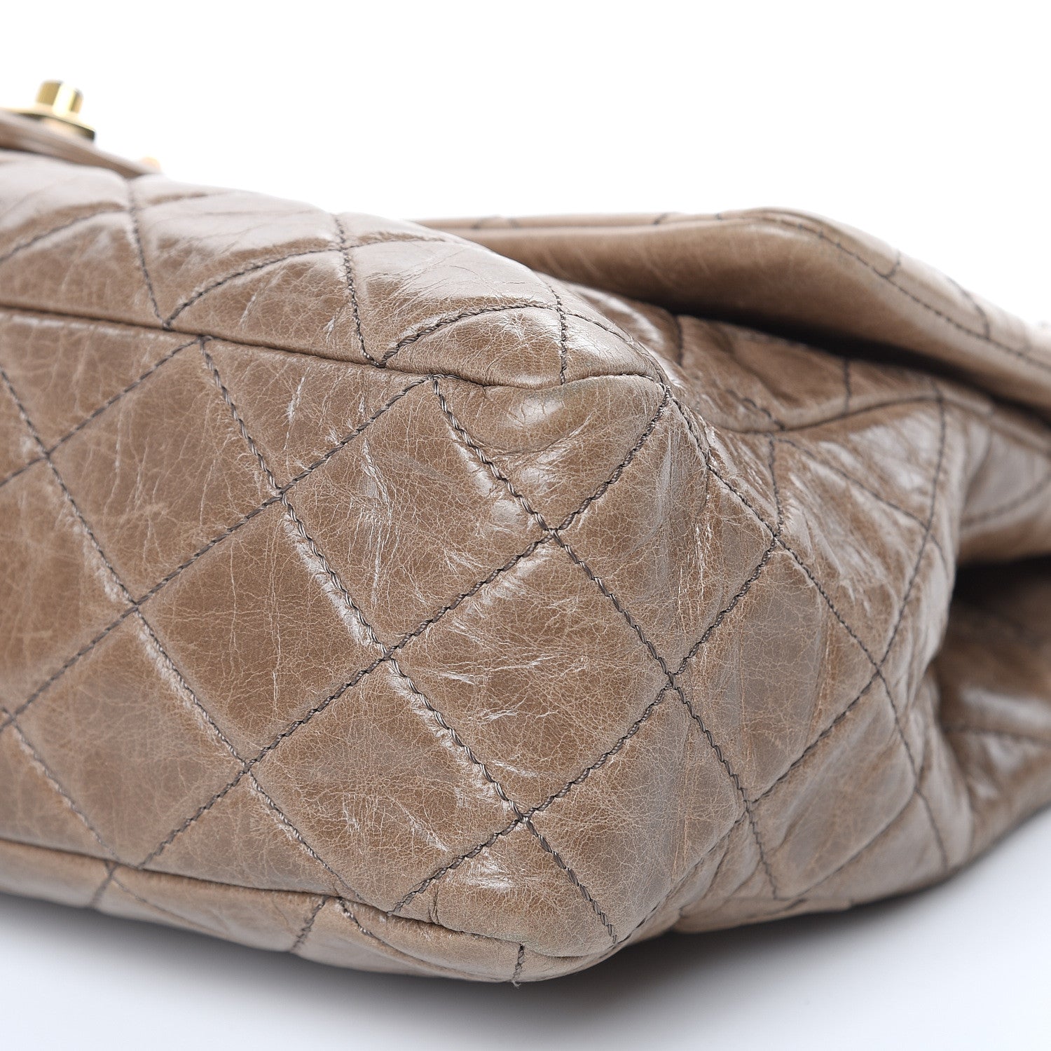 Chanel Glazed Calfskin Castle Rock Medium Flap Dark Beige 9 of 17