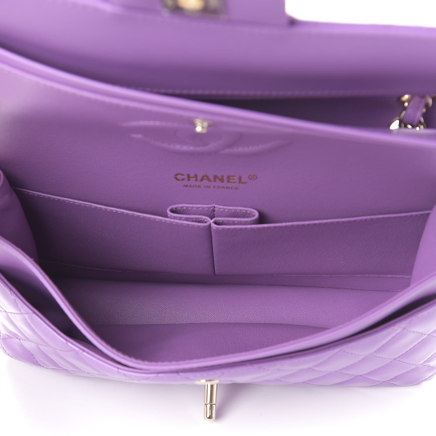 Chanel Patent Quilted Medium Double Flap Light Purple 5 of 9
