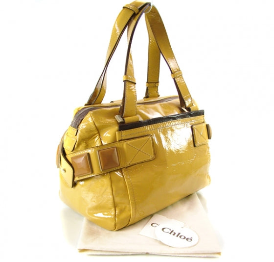 Patent Audra Tote Satchel Paille Yellow