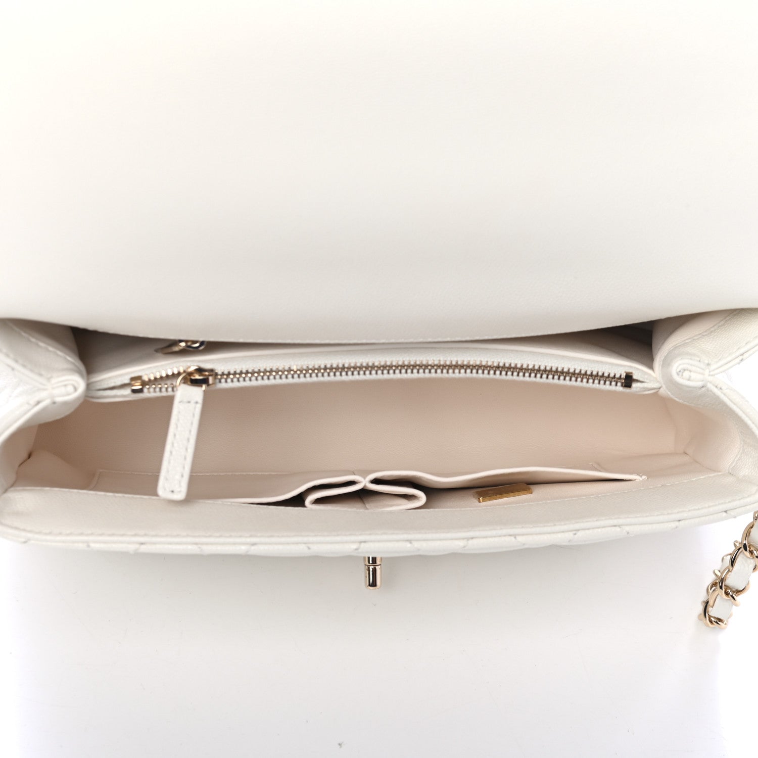 Chanel Caviar Quilted Medium Coco Handle Flap White 4 of 4