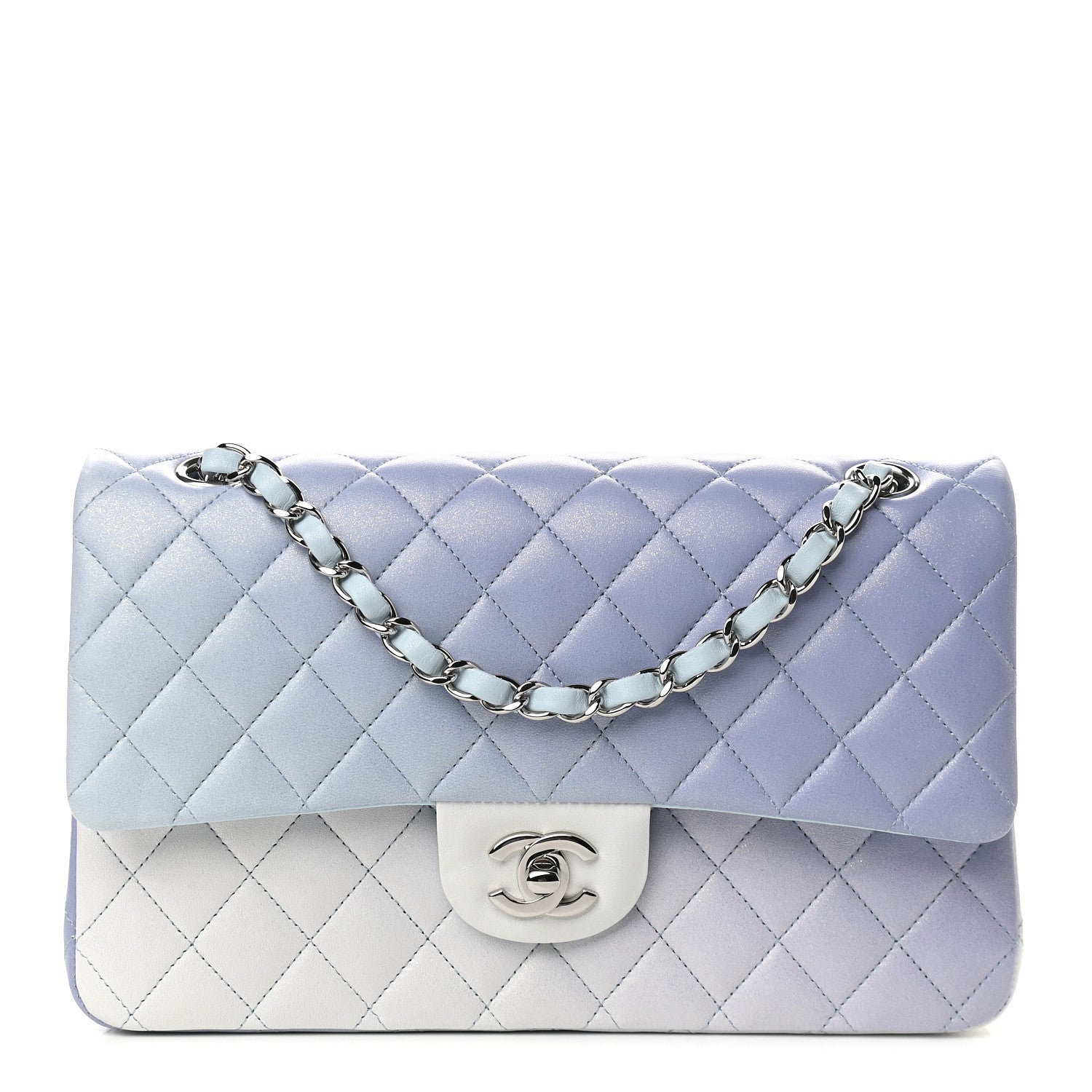 Chanel Perforated Lambskin Quilted Medium Double Flap Light Blue Light Purple White 1 of 9