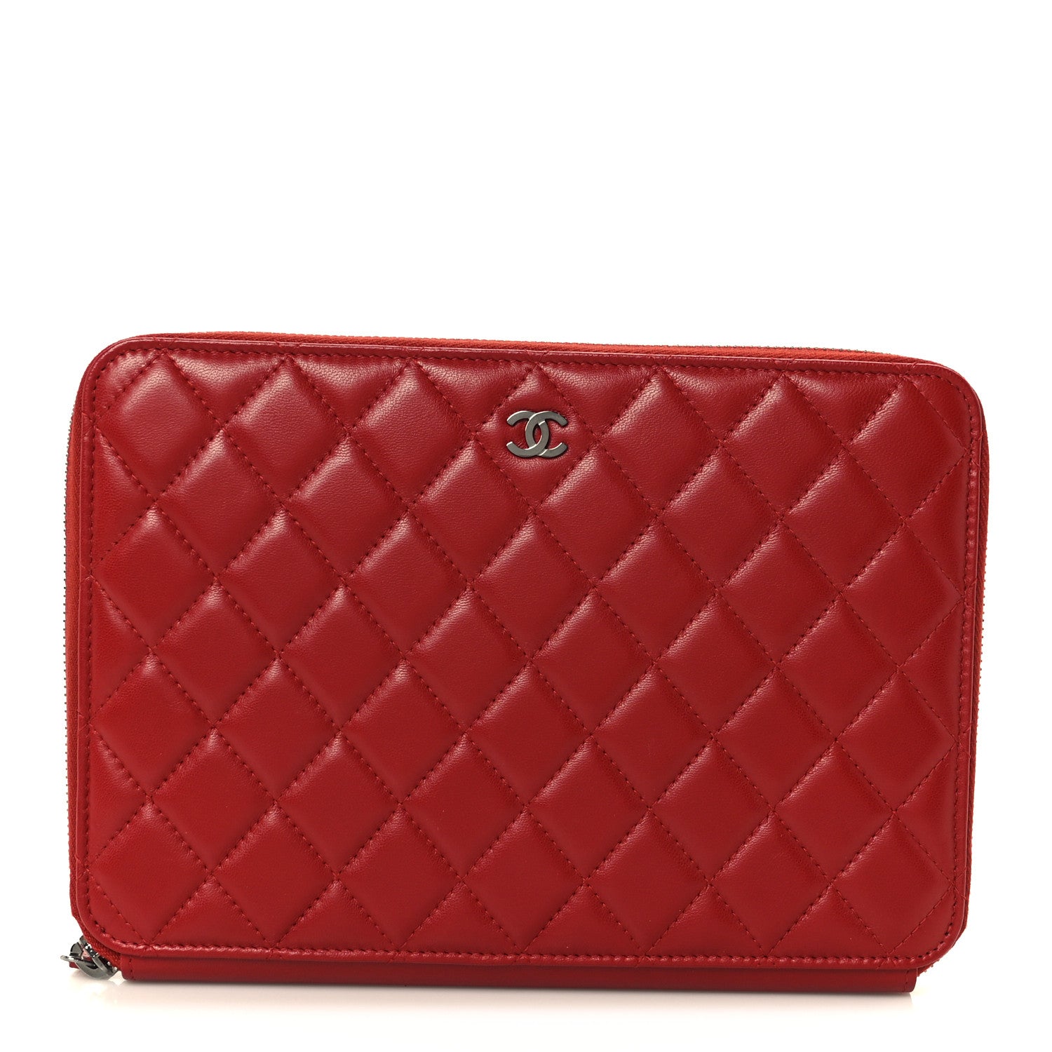 Chanel Lambskin Quilted Travel Case Red 1 of 10