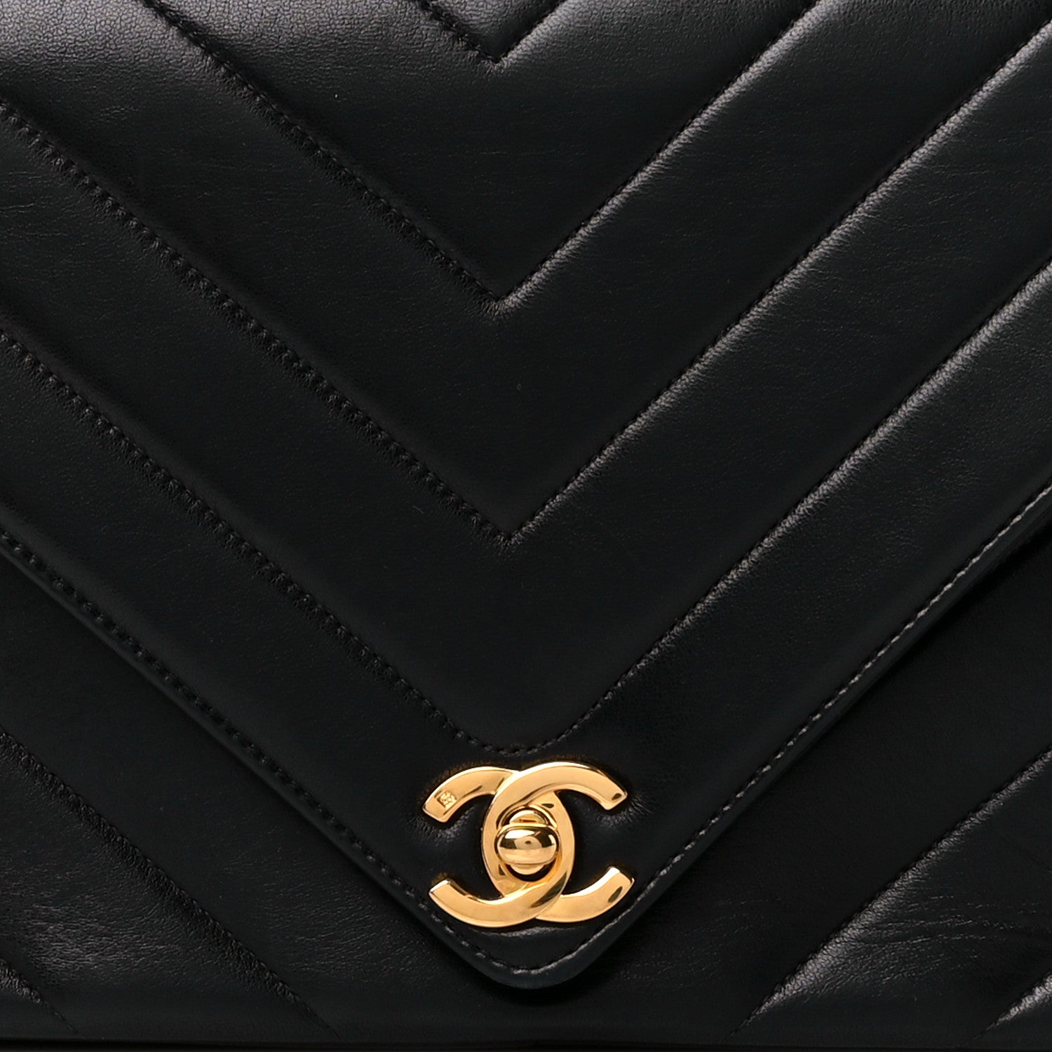 Chanel Calfskin Chevron Quilted Envelope Flap Bag Black 9 of 11
