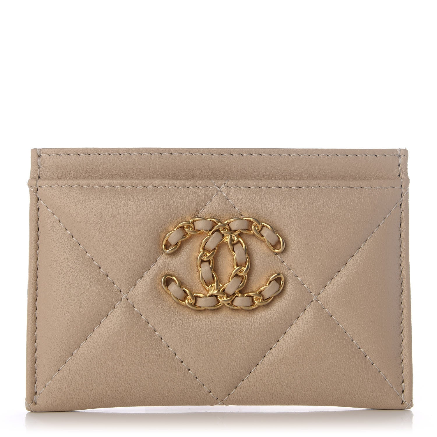 Chanel Goatskin Quilted 19 Card Holder Beige 1 of 6