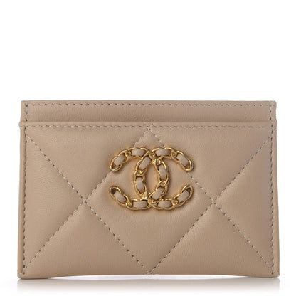 Chanel Goatskin Quilted 19 Card Holder Beige 1 of 6