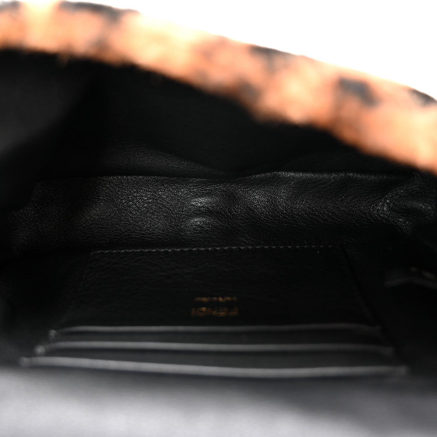 Fendi Shearling Vitello Dolce Macro FF 1974 Mini Baguette Tobacco Black 5 of 10