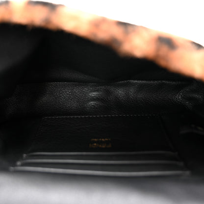 Fendi Shearling Vitello Dolce Macro FF 1974 Mini Baguette Tobacco Black 5 of 10