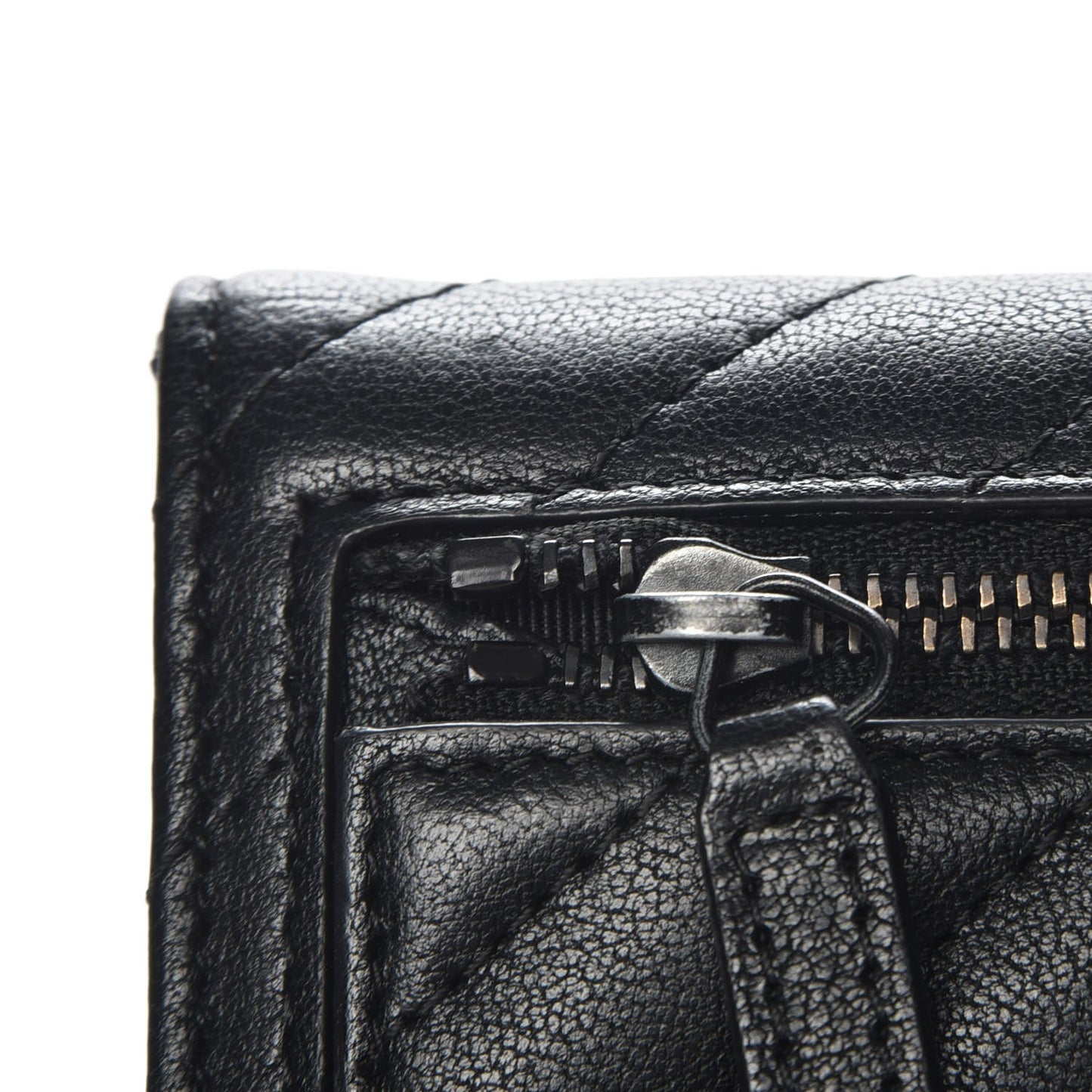 Sheepskin Chevron Quilted Reissue Compact Wallet So Black