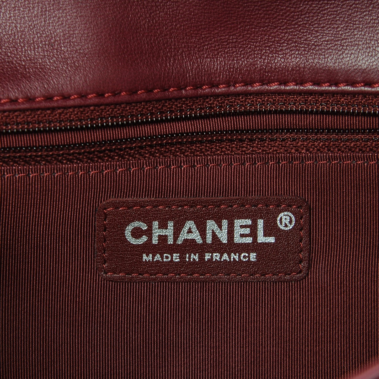 Lambskin Surpique Chevron Medium Single Flap Dark Red