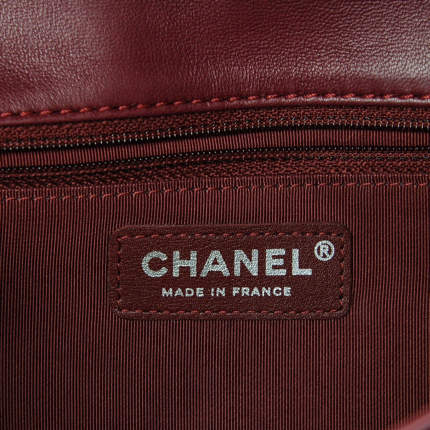 Chanel Lambskin Surpique Chevron Medium Single Flap Dark Red 7 of 9