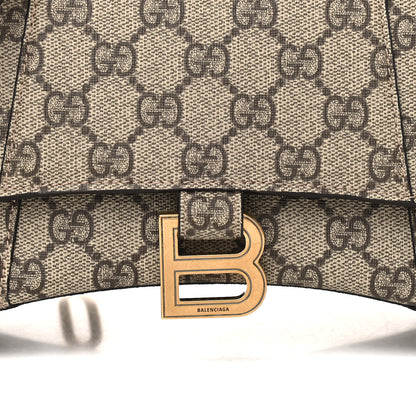 Balenciaga X GUCCI GG Supreme Monogram Small Hourglass Top Handle Bag Beige Ebony 9 of 10