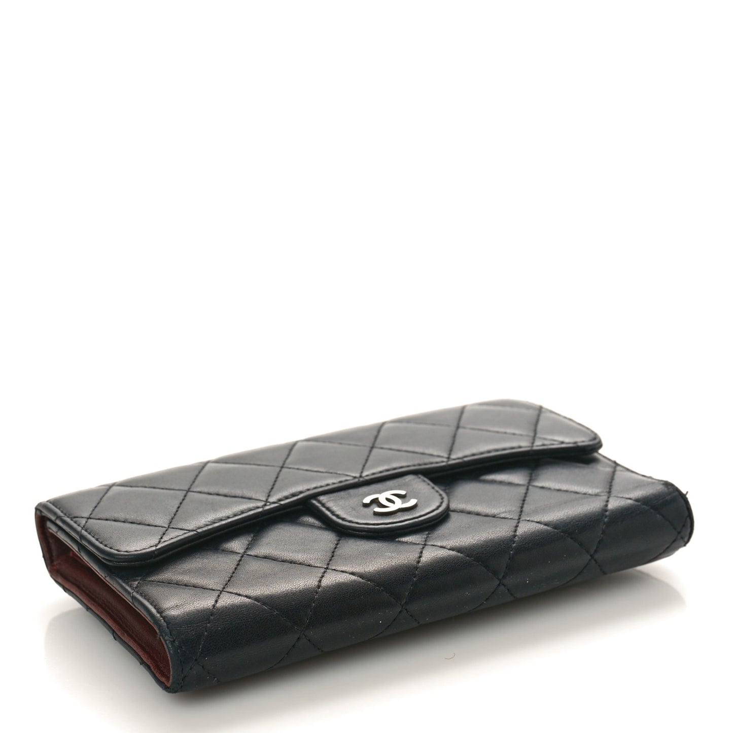 Lambskin Quilted Large Flap Wallet Black