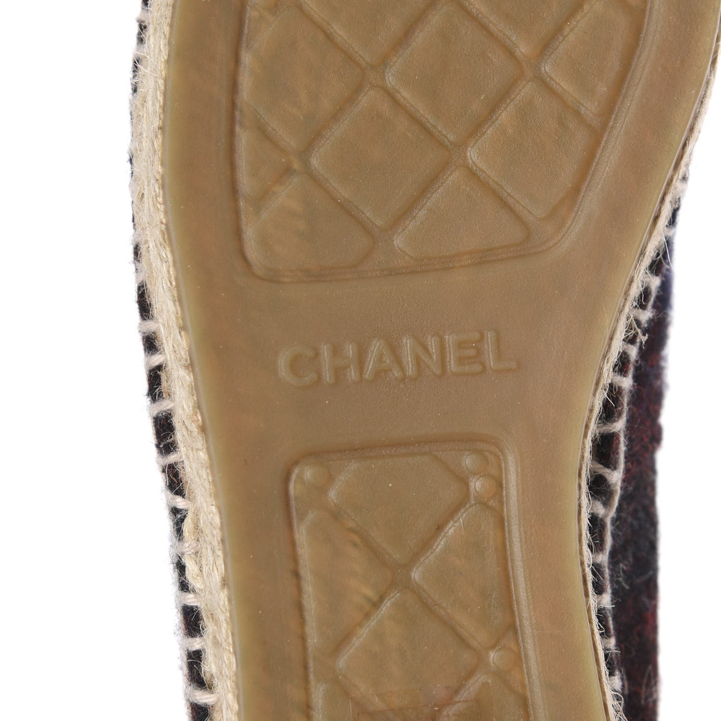 Plaid Wool CC Espadrilles 39 Navy Dark Red
