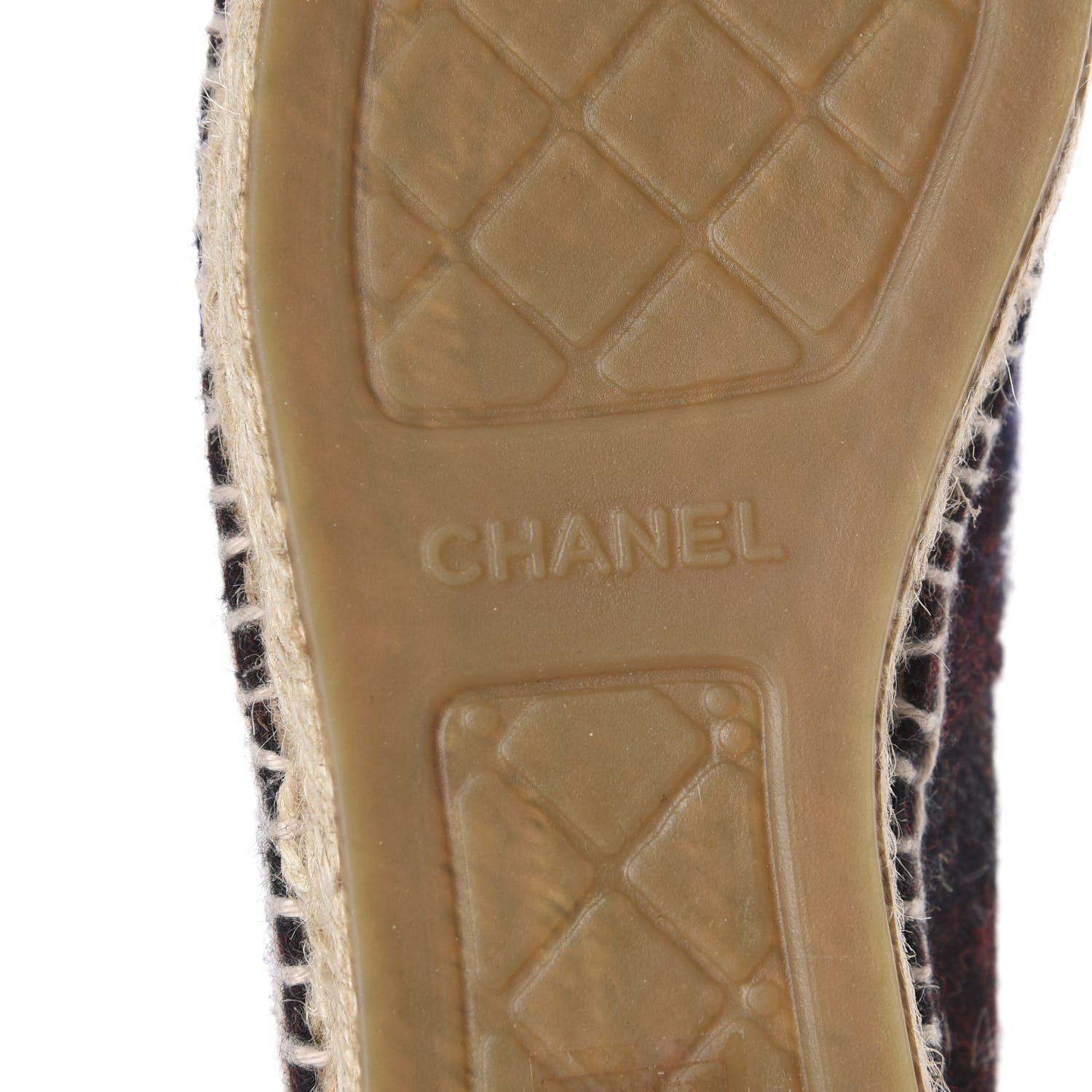 Chanel Plaid Wool CC Espadrilles 39 Navy Dark Red 9 of 13