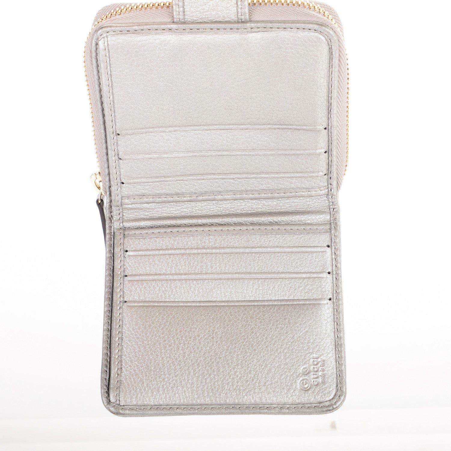 Gucci Calfskin Zip Around French Wallet Silver 6 of 12