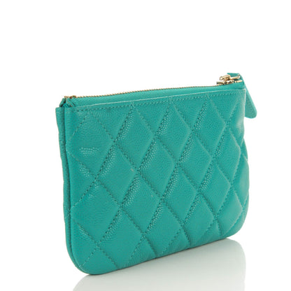 Chanel Caviar Quilted Coin Purse Case Turquoise 3 of 7