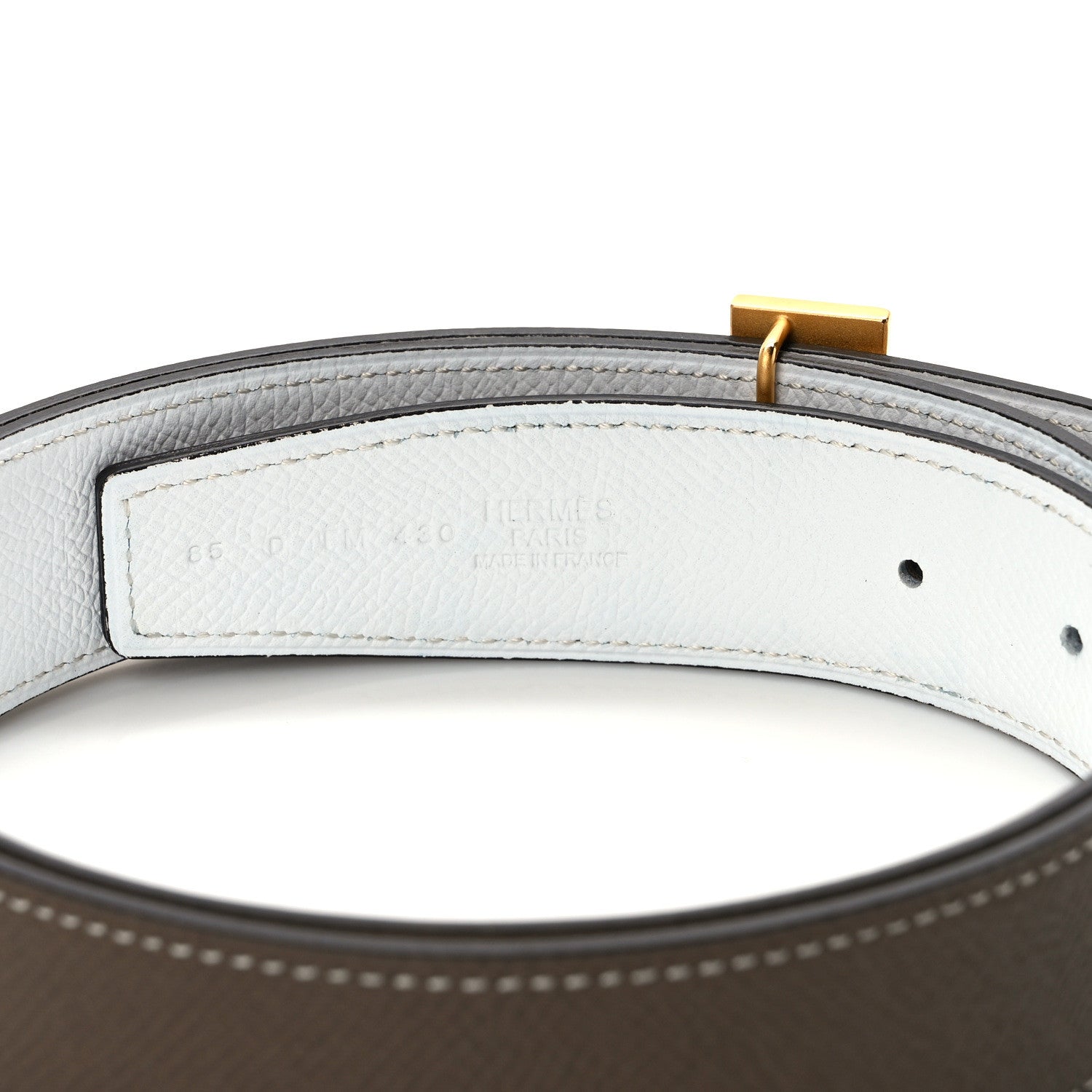Hermes Epsom 32mm H Belt 85 34 White Etoupe 3 of 6