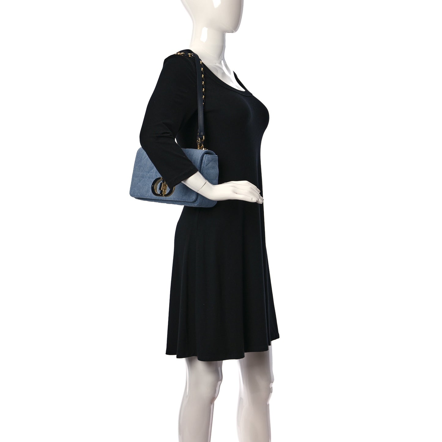 Denim Macrocannage Medium Caro Bag Blue